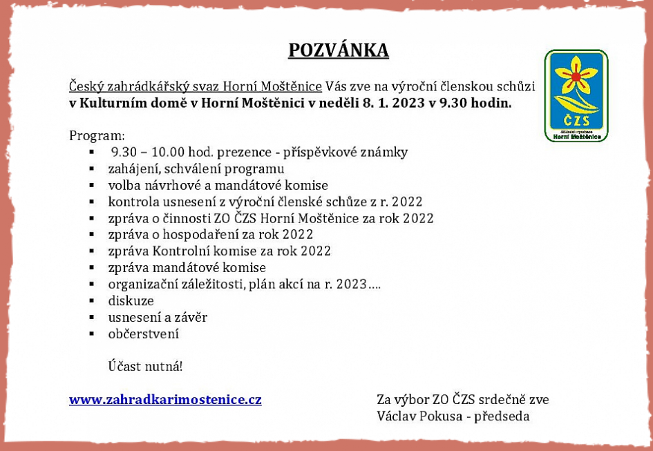 Pozvánka na VČS 2023